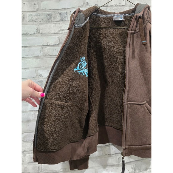 Vintage Salomon Jacket Hoodie Full Zip Heavy Brown Women L Y2K Split Hood - Picture 5 of 14